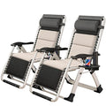 NAIZEA Padded Zero Gravity Chair, Folding Outdoor Lounge Chairs, Adjustable Reclining Camping Chairs with Cup Holder, Ergonomic Patio Lawn Chair for Balcony Beach Deck Yard - color: Ivory White, style: Zero Gravity Chair 2 Pack
