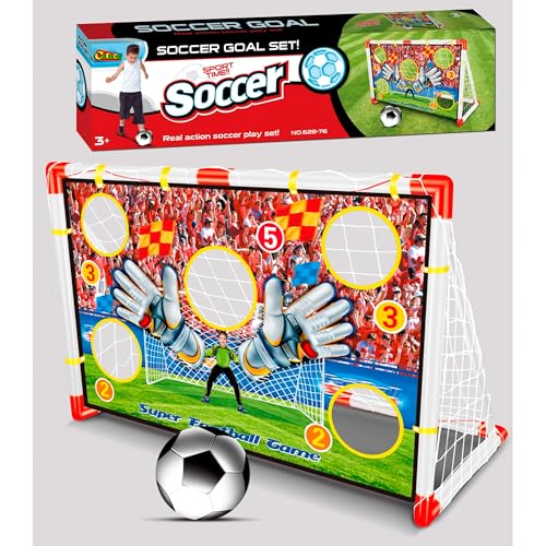 Kids Soccer Goal – 2 in 1 Soccer Goal with Target Net, Portable Soccer Goals for Backyard & Indoor Play, Small Soccer Goals 4' x 2.4' ft – Toddler Fun Training Set for with Ball Ages 3+