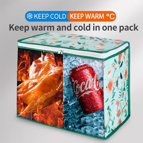 Bodaon 4-Pack Cooler Insulated Food Delivery Bag, X-Large Bags for Grocery/Catering/Shopping, Rideshare Delivery Bag, Thermal Hot Pizza, Large Cold and Frozen, XL Tote, Flower - color: Flower, size: X-Large