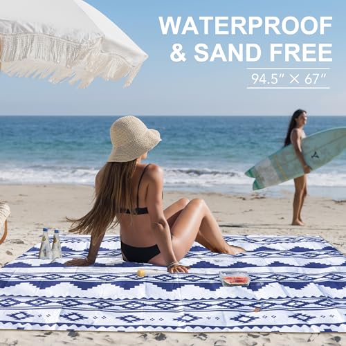 AMMSUN Boho Fringe Umbrella with Outdoor Blanket, 6.5ft UPF50+ Picnic Umbrella with Tassels with Steel Pole & Push Button Tilt, Antique White - color: Antique White with Blanket