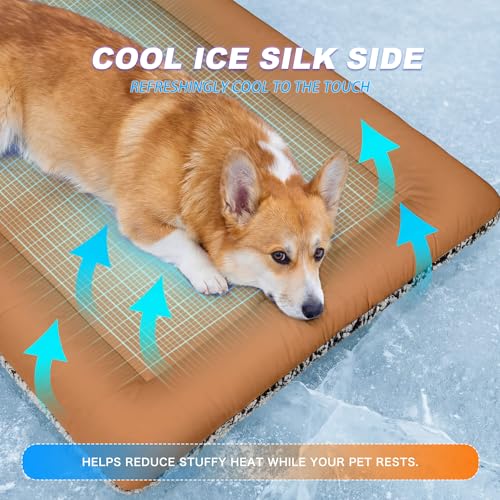 Cooling Cat Bed, Self Warming Cat Bed, Reversible Warm & Cooling Cat Bed, Winter Warm Cat Pad & Summer Cooling Cat Mat for Kittens & Small Dogs, Perfect for Crates, Beds & Sofas, Dark Brown, 18" x 24" - color: Dark Brown, size: 18"x24"