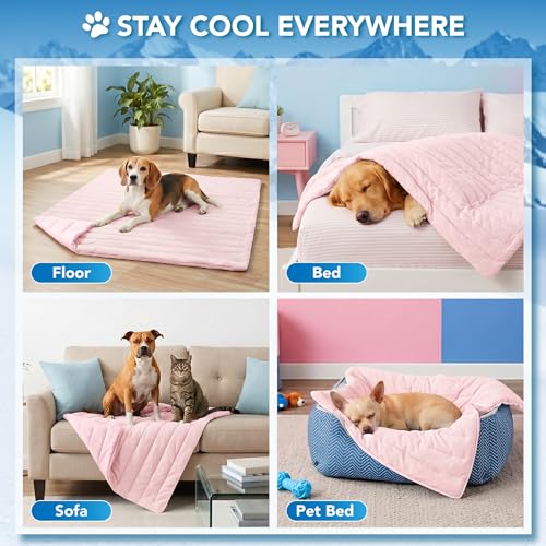 PetAmi Dog Cooling Mat, Q-Max Pet Cooling Blanket with Thick Cushioning, Self Cooling Pad for Dogs & Cats, Reversible Summer Mat for Crate, Couch, Kennel, Pink, Small (24x32) - color: Pink, size: Small (24x32)