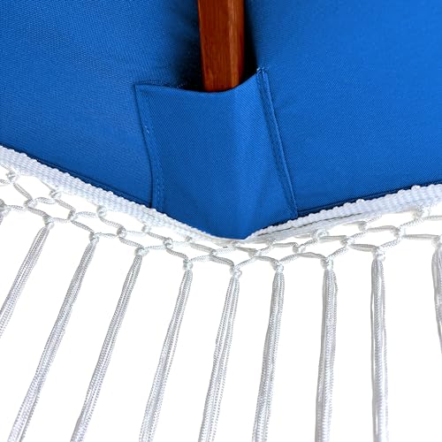 Formosa Covers 9ft 8-Rib Boho Replacement Umbrella CANOPY ONLY with Tassel Fringe Valance — Olefin Fabric, UV-Treated, Fits Market Patio Frames - color: Tassel Capri Blue