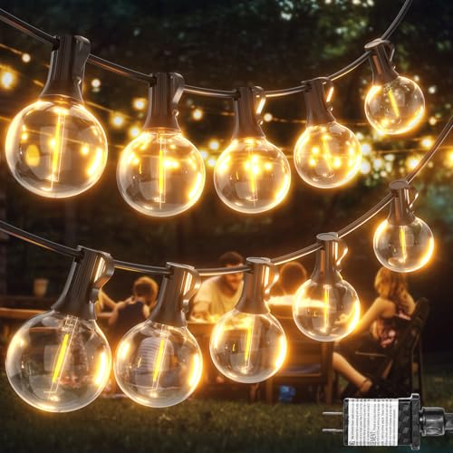 G40 Globe String Lights 60ft LED Shatterproof Hanging Patio Lights, 20+2 Bulbs, Waterproof Connectable for Indoor Outdoor Decor Garden Camping Backyard Spring Easter Gifts for Men Women Him Hubby - style: 60FT (20+2Bulbs)