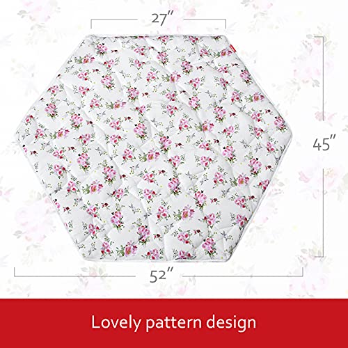 Hexagon Playpen Mat, Floral Print Baby Playmat fits Regalo Portable Play Yard 48 Inch, Six Pannel Playpen Kids Tent Mat Hexagon Rug Mat - color: Floral, size: for Regalo Play Yard 6 Panel
