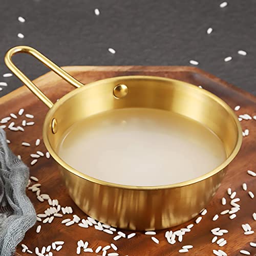 2Pcs Makgeolli Bowls, 304 Stainless Steel Korean Traditional Bowls Round Rice Bowl Wine Cup with Handle, Hiking Soup Dish Food Bowl Camp Cup (Small: 6.5oz, 3.9inch, Gold) - color: Gold, size: Small: 6.5oz, 3.9inch