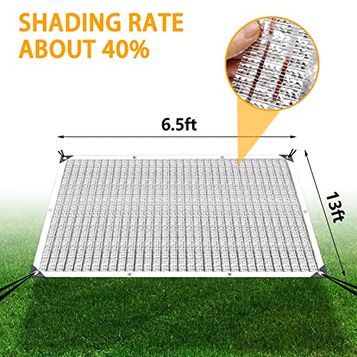 Aluminum Shade Cloth - 80% Garden Shade Cloth, Mesh Tarp - for Greenhouse Plants Patio, Sun Protection - for Cars Pergola Chicken Coop Dogs Outdoor, Covers with Grommets, 6.5 x 12 FT - size: 6.5'x12'