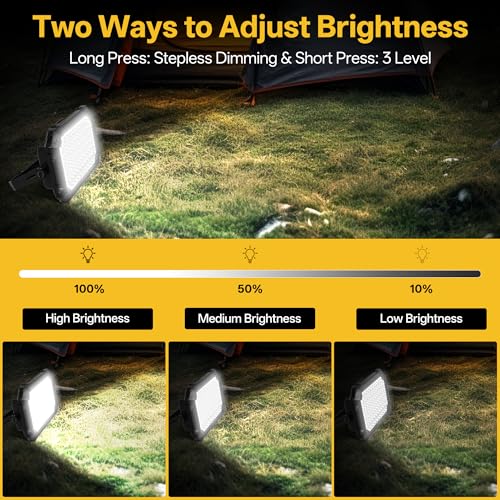 LED Work Light Rechargeable Outdoor, 13000mAh Work Flood Lights 10000LM with 4 Light Modes for Camp Essentials, IP65 Waterproof LED Lantern for Emergency, Power Outages, Car Repair, Tent