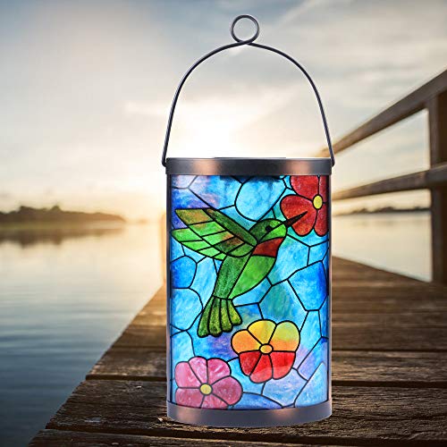 Hanging Solar Lantern Outdoor Decorative Waterproof LED Solar Hummingbird Lights Tabletop Lamp for Outdoor Patio Garden - style: Hummingbirds