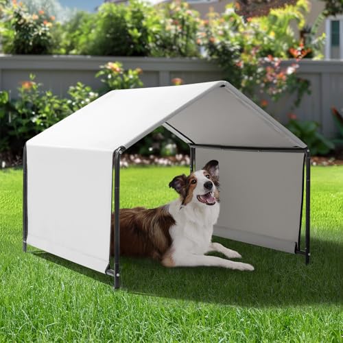 Havemies 4x3.3FT Large Gray Dog Tent, Spacious Indoor Outdoor Pet House for Big Dogs, Breathable Mesh Windows, Fade-Resistant Fabric, Foldable Dog Shelter for Living Room Yard