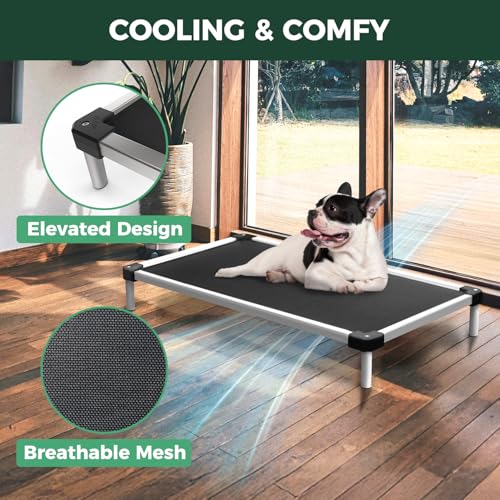 FXW TitanNest Chew-Proof Elevated Dog Bed, Raised Cot for Indoor/Outdoor/Camping Use, Durable & Waterproof Cooling Pet Bed for Toy Dogs, 24.0" L x 20.0" W x 4.1" H, Black - size: Xxs-toy Dog (24.0"l X 20.0"w X 4.1"h)