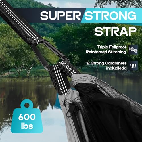Camping Hammock Mosquito Net,Double & Single Portable Hammocks Hammocks with 2 Tree Straps,Hammock Tent for Travel Camping,Camping Accessories for Indoor Outdoor Hiking Backpacking Backyard Beach - color: Black&grey, size: X-Large