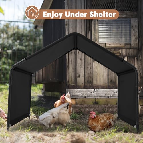 Dog Shade Shelter Outdoor 4'x4'x3' Tent for Large Medium Dogs, Outside Sun Rain Canopy Pet House for Cats Pigs Livestock with Waterproof Roof Ground Nails,Black - color: Black