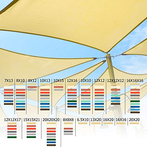 Shade&Beyond Shade Sail 14'X20' Rectangle Sand Breathable UV Block Outdoor Canopy for Backyard Patio Pergola Garden Deck(We Make Custom Size)