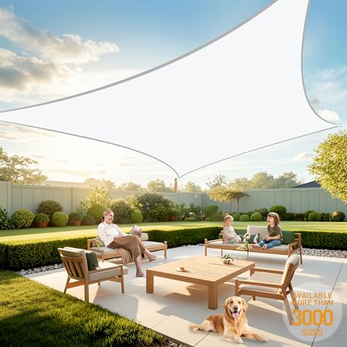 Artpuch Sun Shade Sail White 14'X17'Customized Curved Edges Rectangle Canopy 95% UV Block Sun Shade for Outdoor Patio Garden Backyard (We Make Custom Size) - color: White, size: 14'X17'Customized