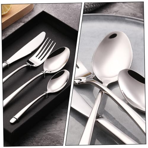 GLEAVI Stainless Steel Cutlery Set 3pcs Portable Fork Spoon Knife Tableware with Blue Carry Bag for Camping Picnic Outdoor Dining