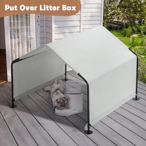 Dog Shade Shelter Outside 4'x4'x3' Tent for Large Medium Dogs, Outdoor Sun Rain Canopy Pet House for Livestock Pigs Cats with Waterproof Roof Ground Nails,Cloud Grey - color: Cloud Grey