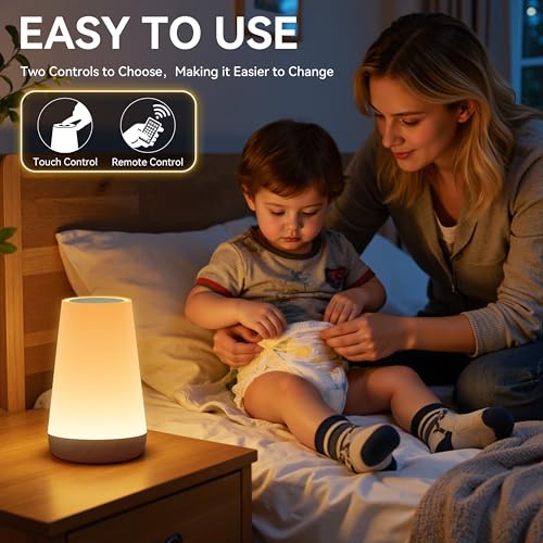 Auxmir Rechargeable LED Night Light, Touch & Remote Control Bedside Lamp with 13 Colors, 5 Brightness Levels, Portable Table Lamp for Kids Baby Nursery, Bedroom, Bathroom, Camping, Dark Brown - color: Dark Brown