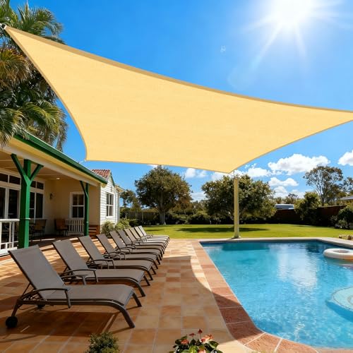 Artpuch Sun Shade Sail, 11'X17' Sand Rectangle Curved Edged Sun Shade, Commercial Grade 185GSM HDPE UV Permeable Outdoor Shade Cloth for Deck, Backyard, Patio (Custom Sizes Made) - color: Sand, size: 1 1' X 1 7'