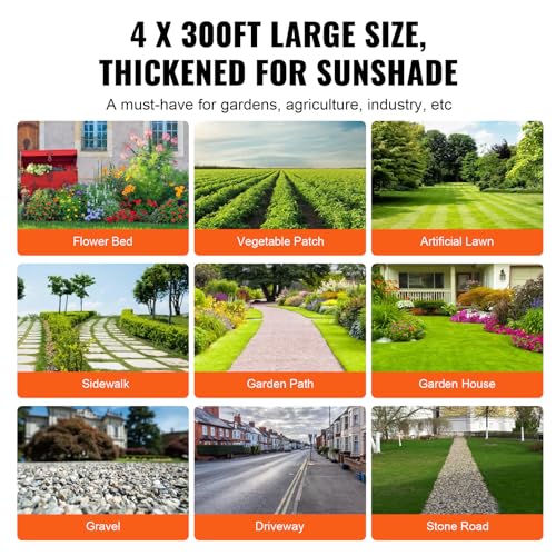 VEVOR 4FTx300FT Premium Heavy Duty Weed Barrier Landscape Fabric, 3.2OZ Woven Geotextile Fabric Under Gravel, High Permeability for Weed Blocker Weed Mat, Driveway Fabric, Weed Control Garden Cloth - size: 4FT*300FT-3.2OZ, style: Woven