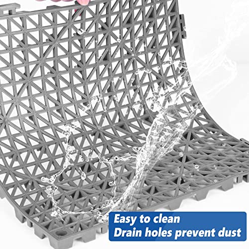 ToLanbbt Modular Interlocking Cushion 8P 11.8" x 11.8" Interlocking Rubber Floor Drain Holes Non-Slip Splicing Drainage Mats for Deck, Shower, Kitchen, Drain Pool, Sauna Bath, Indoor Outdoor (Grey) - size: 8 PCS
