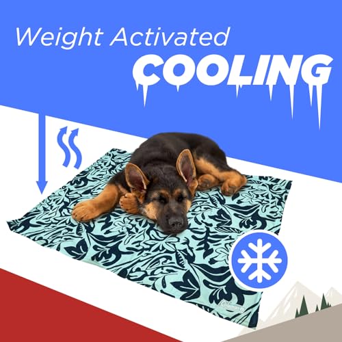 Coleman Medium Navy Botanical Pattern Reversible Cooling Mat – 24” x 30” - color: Navy