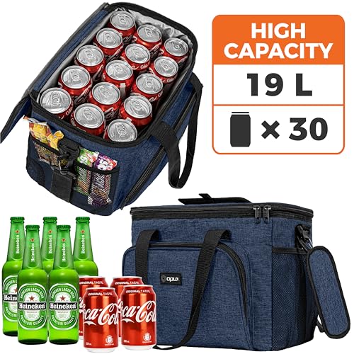 OPUX Soft Cooler Bag, Insulated Collapsible Lunch Cooler Tote for Men Work Camping Beach Travel, Portable Soft Sided Leakproof Waterproof Large Lunch Bag Box with Shoulder Strap 30 Cans, Heather Navy - color: Heather Navy, size: 30 Cans