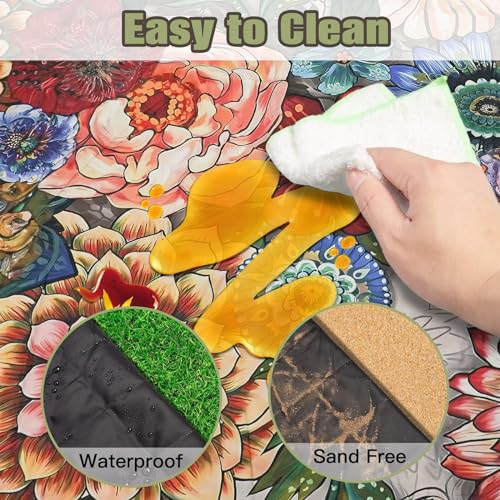 Picnic Blankets Waterproof Large, 80"x 60" Outdoor Beach Blanket Sandproof Foldable Lightweight Portable 3-Layer Camping Mat for Parks,Hiking,Travel,Music Festival,Concerts(Mandala Flowers) - color: Multicolor Mandala Flower, size: 5' x 6'8" (Rectangular)