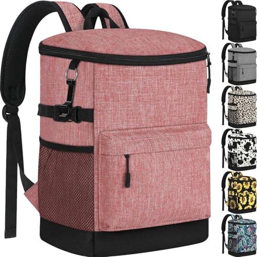 Tenot Cooler Backpack 33/40 Cans Backpack Coolers Insulated Leak Proof Soft Beach Cooler Bag for Men Women Ice Chest Backpack Camping Hiking Picnic Travel Cooler Lunch Backpack - color: Pink, size: 33 Cans