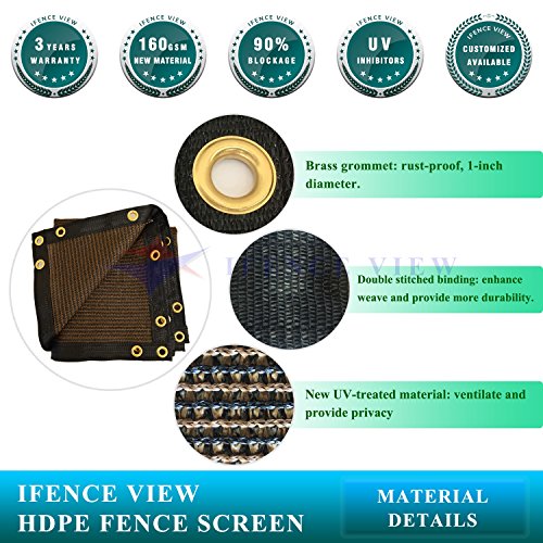 Ifenceview 4'x5' to 4'x50' Brown Shade Cloth/Fence Privacy Screen Fabric Mesh Net for Construction Site, Yard, Driveway, Garden, Railing, Canopy, Awning 160 GSM UV Protection (4' x 7') - size: 4' x 7'