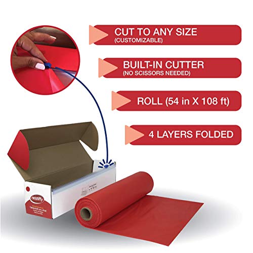 Neatiffy Disposable Plastic Table Cloth Roll | 54 in x 108 Ft Waterproof Tablecloth | Table Cover for Rectangle, Square, Round Oval Tables | Picnic, Party, Banquet, Birthdays, Weddings - Red - color: Red