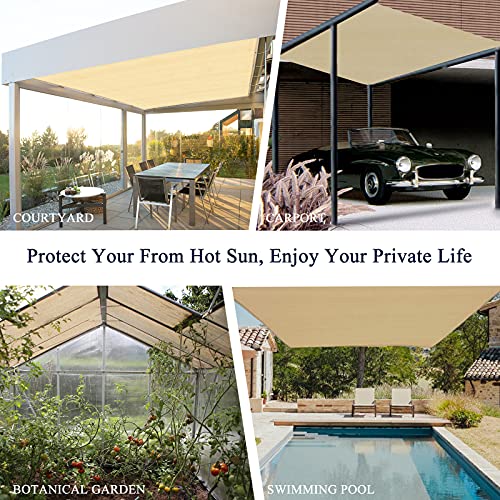 90% Outdoor Sun Shade Cloth, 6' x 10', Pergola, Deck, and Backyard Patio Sunshade with UV Protection, Heat Resistant HDPE Material, Reinforced Grommets (6x10 FT, Wheat) - color: 1-wheat, size: 6x10 FT