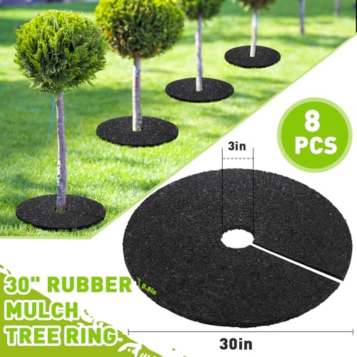 Peryiter 6 Pcs Rubber Mulch Tree Ring, Heavy Duty Rubber Mulch Mat, Tree Protector Weed Barrier Mats, Round Root Barrier for Root Protection Weed Grass Control (30 Inches) - style: 30 Inches