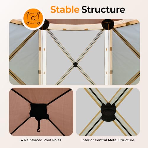 Tecoom 4-Sided Pop Up Gazebo Tent, Instant Screen House with Mosquito Netting Canopy for Camping, Waterproof & Removable Siedwalls, 6x6ft Portable Sun Shelterl for Outdoor, Garden, Backyard - size: 6.1x6.1ft
