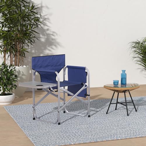 Stylish Camping Full Back Folding Director's Chair - color: Blue