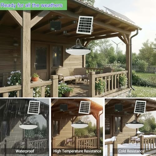 HULPPRE 3000lm Solar Shed Light Indoor Outdoor with Pull String, Daytime or Night,Dusk to Dawn,Bright with 169 LEDs,IP65 Waterproof,3 Modes,for Barn,Chicken Coop,Patio,Garden,Yard,Gazebo