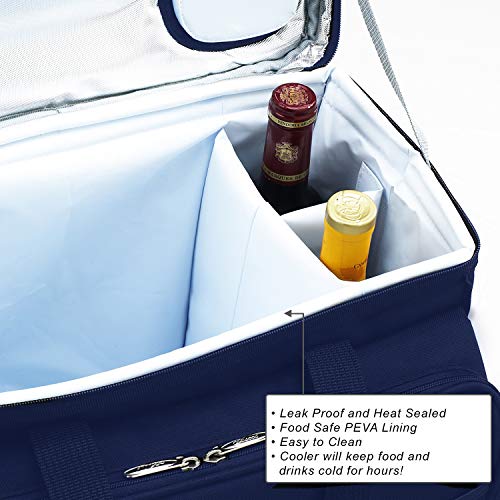 Picnic at Ascot Original Insulated Picnic Cooler with Service for 4 on Wheels-Designed & Assembled in USA - color: Trellis Green