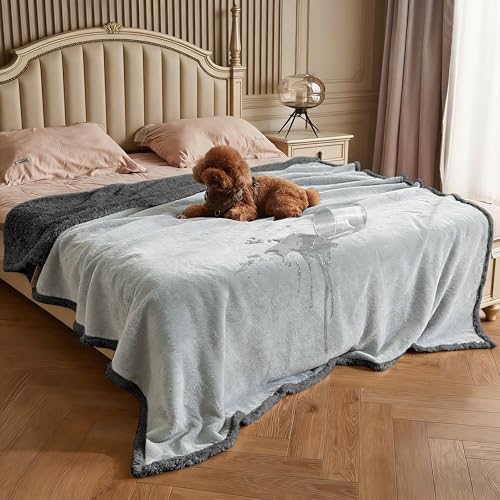 Kritter Planet Waterproof Bed Blanket for Couples, Washable Stain Proof Pad Bed Cover, Reversible Leakproof Protector, Liquid Pee Proof Blanket for Couch Sofa, 80x90 inch, King Size - color: Grey/Charcoal Grey, size: 90"x80"