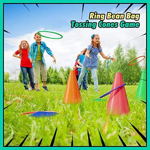 53PCS Outdoor Lawn Carnival Games Bean Bags Ring Toss Set Potato Sack Race Bags Egg and Spoon Race Party for Kid Adult Family，Birthday Party Family Reunion Outside Field Day Easter Games - color: 53PCS