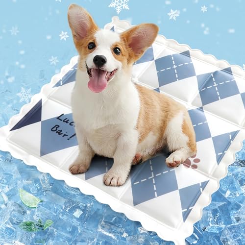 Dog Cooling Mat 13.7” x 13.7” Pet Summer Self-Cooling Pad for Dogs and Cats Non-Toxic Gel No Water or Electricity Needed Easy Washable