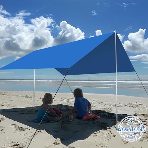 Tent Poles for Tarp, KescherAb Adjustable Tarp Poles Aluminium Tarp Poles Set of 2 for Tent Fly, Awning, Outdoor Camping, Hiking, Backpacking & Rainfly with Pegs & Reflective Ropes, Grey - color: Gray