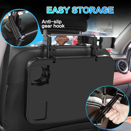 Foldable Car Seat Back Portable Tray with Phone Mount for Food Dining Drink and Laptop, Hanging Car Steering Wheel Tray(Upgrade) - size: Upgraded - Single