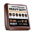 WHITEDUCK Super Heavy Duty Poly Tarp Cover 16 Mil & 10 Mil with Grommets and Reinforced Edges (Brown, White & Silver Black) (Brown- 16 Mil, 6' x 8') - color: Brown- 16 Mil, size: 6' x 8'