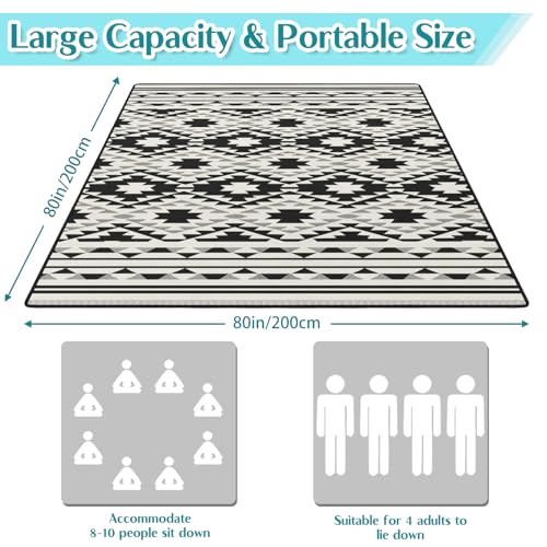 Boho Picnic Blankets Waterproof Foldable, 80″X80″ Tribal Large Picnic Mat Outdoor Blanket for Grass, Thick Beach Blanket Sandproof Picnic Accessories for Camping Party Park Patio Hiking - color: A02, size: 6'8" X 6'8" (Square)
