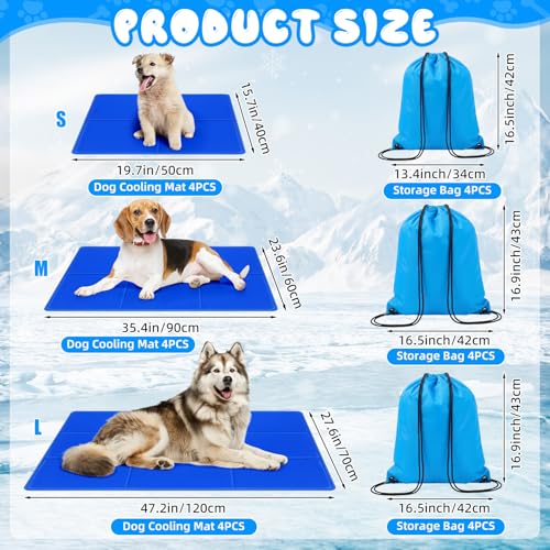 Drydiet 4 Pack Dog Cooling Mat - 23'' X 35'' Solid Gel Self Cooling Mat with Storage Bag Pressure Activated No Refrigeration or Electricity Needed Pet Pad for Dogs & Cats Kennels, Crates, Beds - size: 23'' X 35''