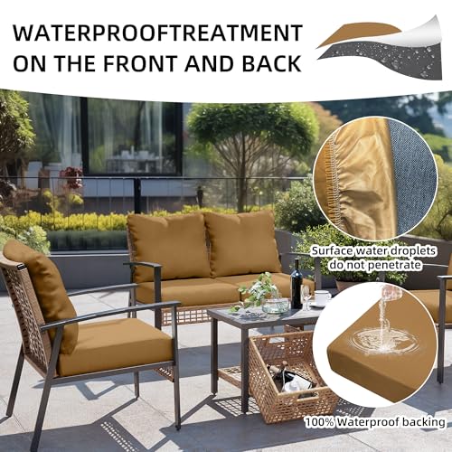 12Pcs Outdoor Cushion Covers, Patio Cushion Covers,Stretch Elastic Slipcovers, Replacement Washable & Reusable Furniture Protector for Patio Couch (Camel Color,Cover Only) - color: Camel Color, size: 12Pcs-Solid color
