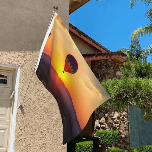 Hot Air Balloon Sunset Flag 2 X 3 Ft Double Sided Vertical Garden Flag Seasonal Holiday Banner With Brass Grommets Photo Backdrop Yard Flag For Outdoor Indoor Home Decor - color: Hot Air Balloon Sunset