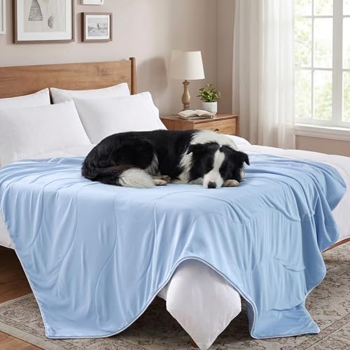 ZOMISIA Cooling Blanket for Large Dogs - Breathable Air-Core Fill Lightweight Pet Mat, Soft Cold Blanket Washable for Summer, Blue, 50"x60" - color: Blue, size: XL(50x60")