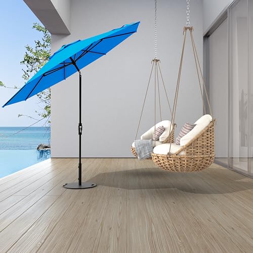Midtown Umbrellas – The Swilt 10 Ft Patio Umbrellas with 360° Swivel & Tilt Mechanism, 8 Fiberglass Ribs & Terylast Polyester Fabric for Backyard, Deck, Pool & Cafes - Cobalt Canopy, Black Pole - color: Terylast Cobalt, size: 10 Feet