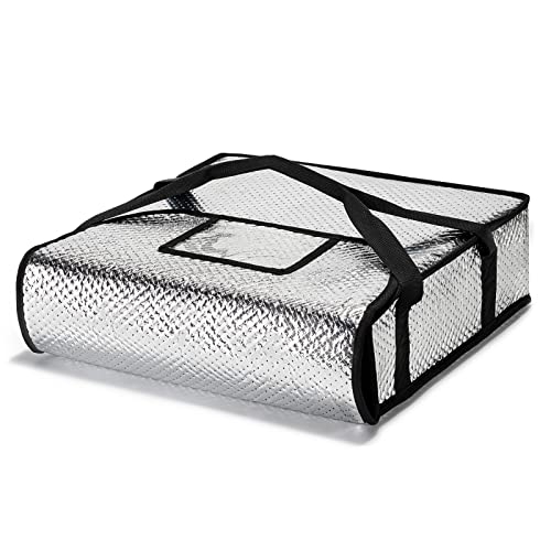 Pizza Bags for Delivery 18" X 18" X 5" - Moisture-Free, Professional Thermal Pizza Warmer, Heavy-Duty Food Carrier, Suitable for Restaurants,Picnic Uber Eats & Door Dash（ Silver） - color: Silver, size: 18" x 18" x 5"